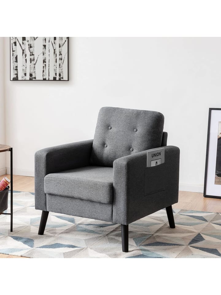 COSTWAY Relaxsessel mit 2 Taschen 81x67x86cm in Grau günstig kaufen onesize
