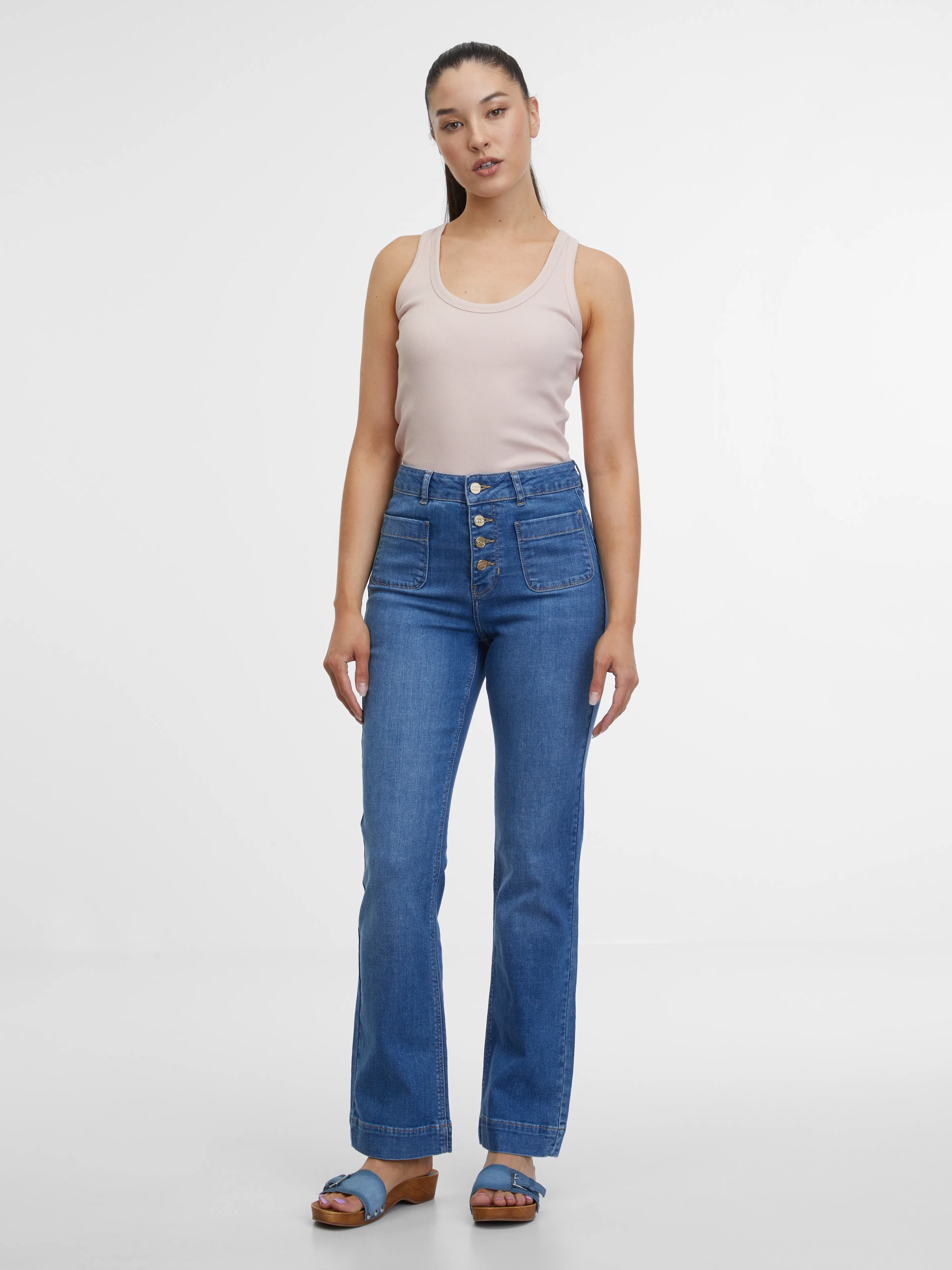 Blaue Damen-Bootcut-Jeans ORSAY