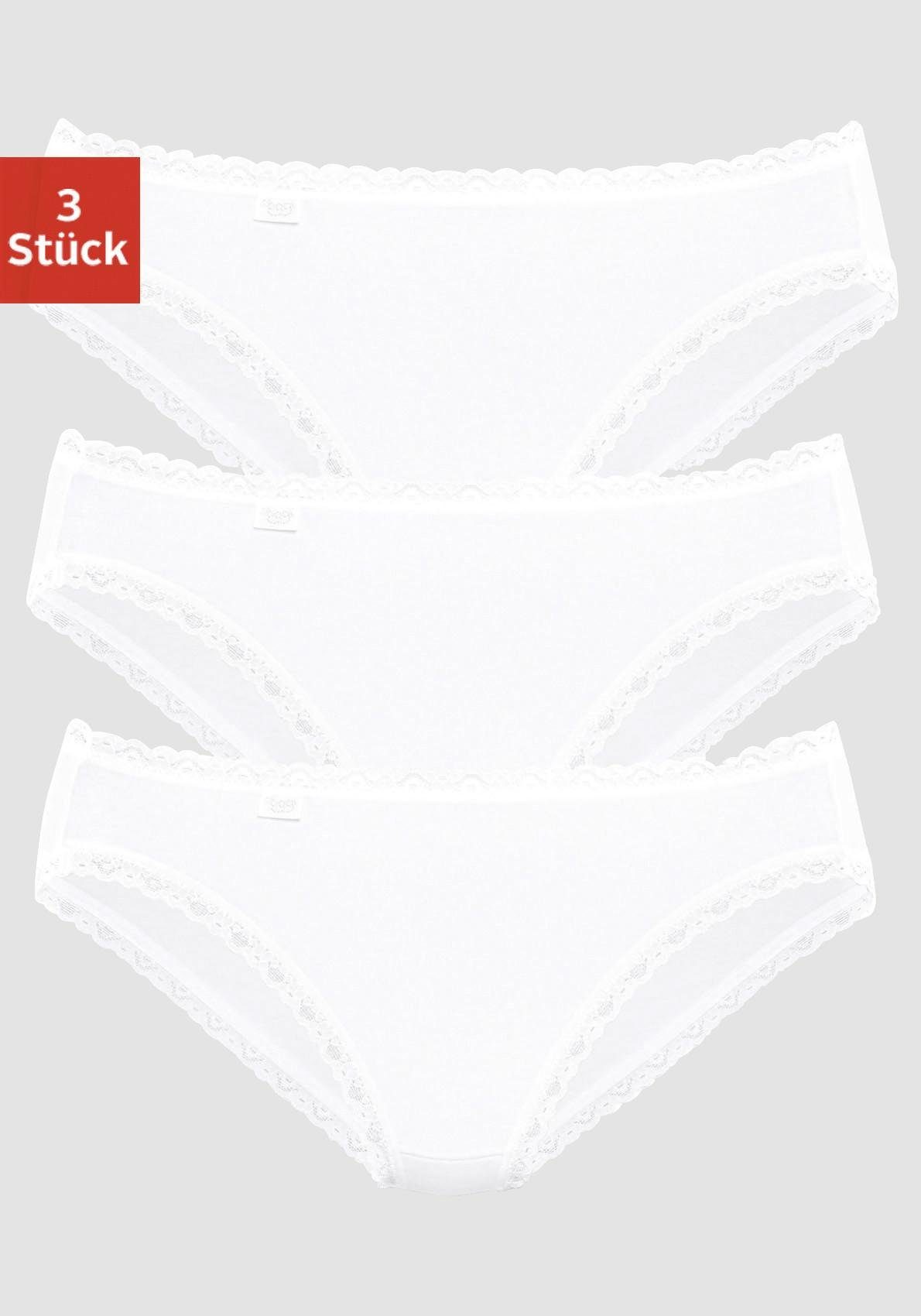 Sloggi Taillenslip 24/7 Cotton Lace (3er Pack) feines Spitzenbündchen, flache Nähte