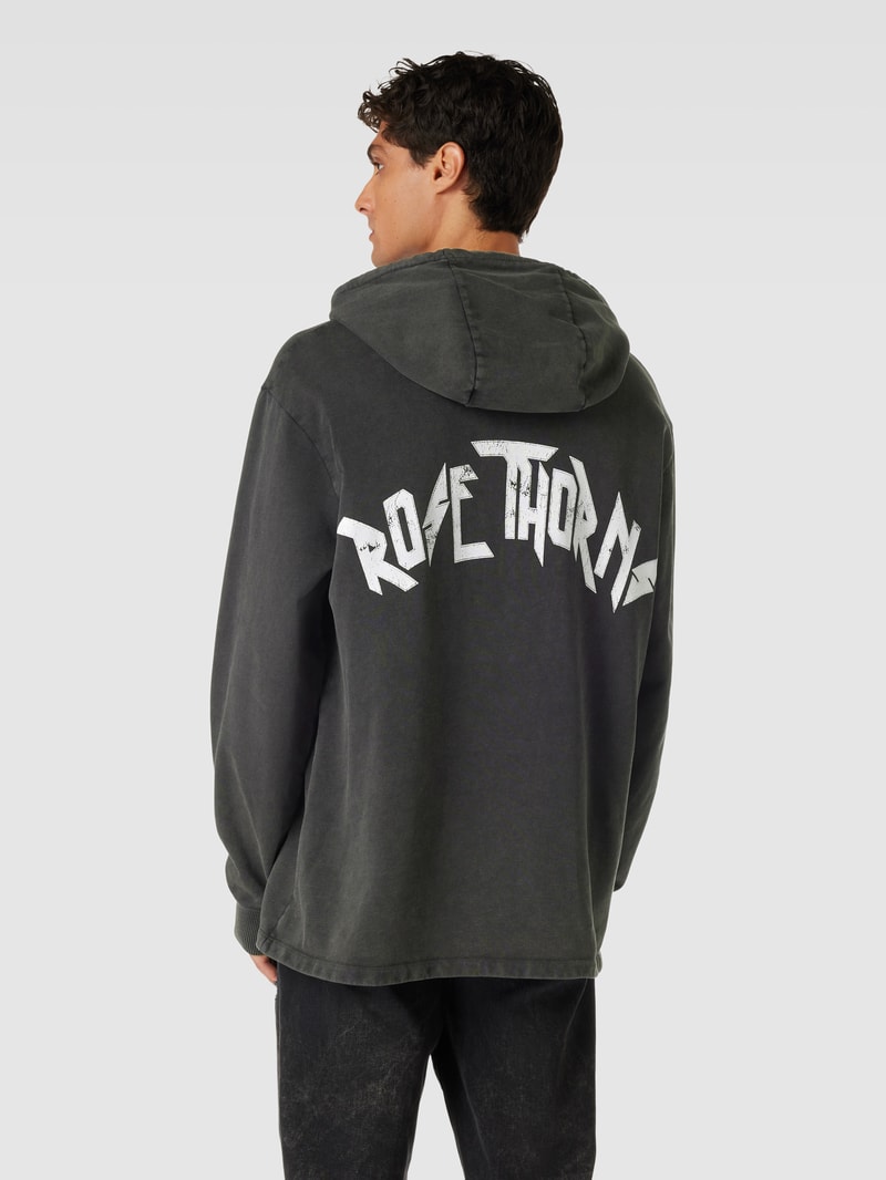 Hoodie mit Label-Print in anthrazit