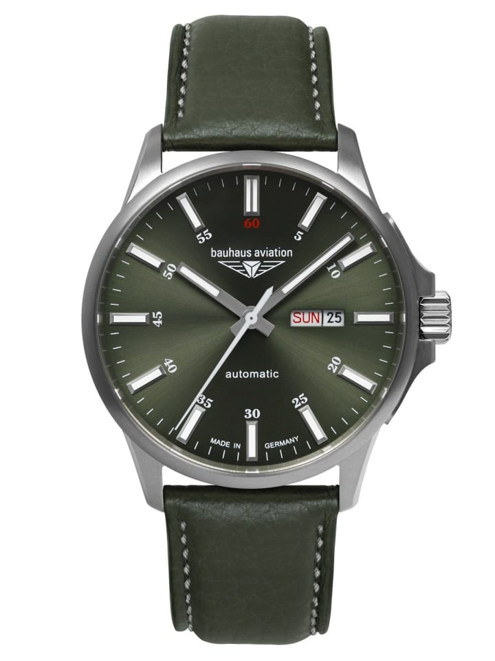 Bauhaus Aviation Herren-Fliegeruhr Automatik DayDate Grün günstig kaufen onesize