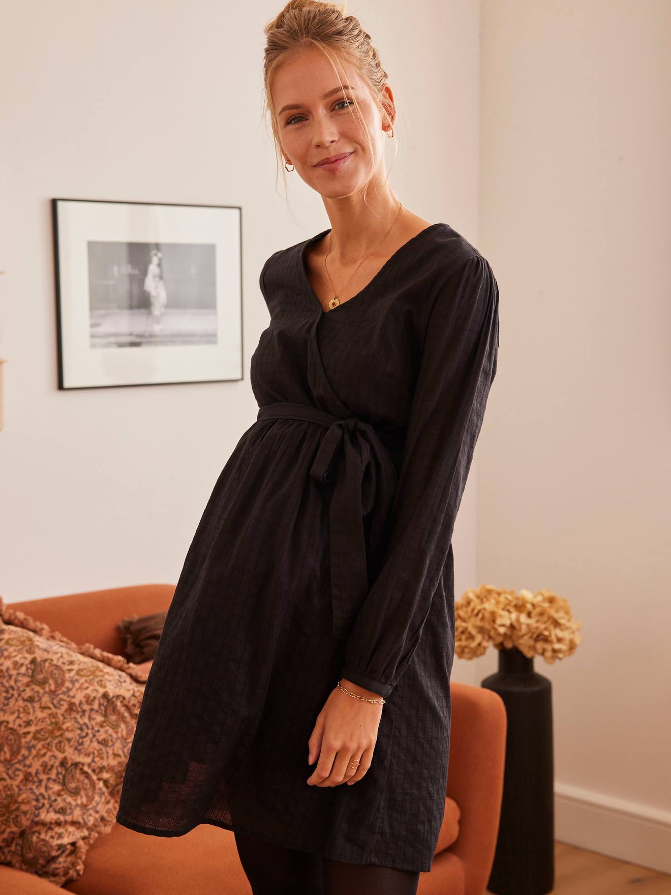 Vertbaudet Wickelkleid für Schwangerschaft & Stillzeit Oeko-Tex - schwarz
