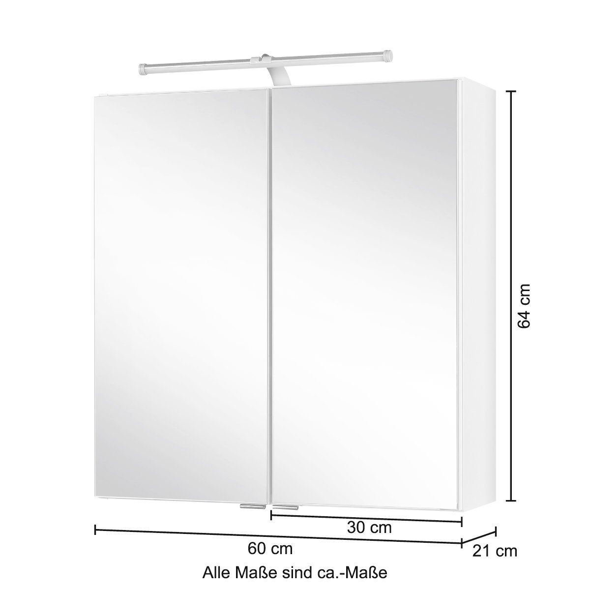 HELD MÖBEL Spiegelschrank Turin Breite 60 cm, mit LED-Aufbauleuchte