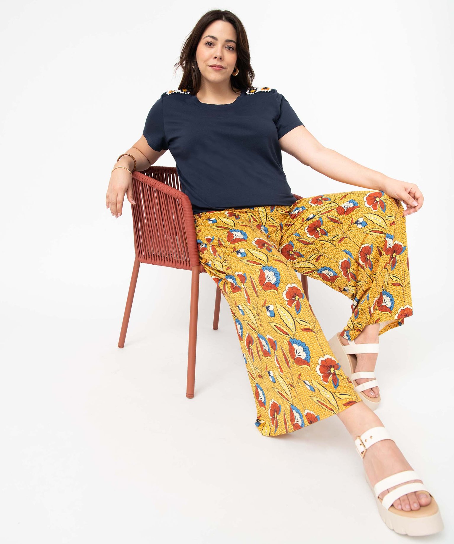 Pantalon femme grande taille imprimé, ample et fluide imprime | GEMO