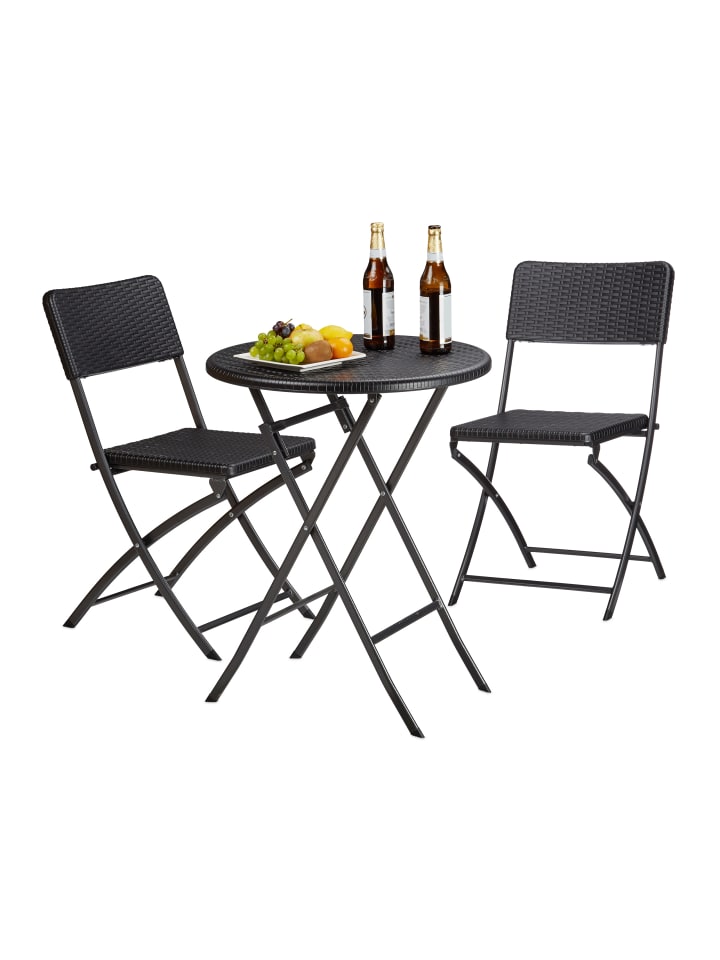 relaxdays 3 tlg. Gartenmöbel Set in Schwarz günstig kaufen onesize
