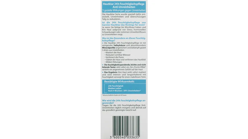 Hautklar Feutigkeits-Tagescreme gegen Hautunreinheiten 40ml 40 ml