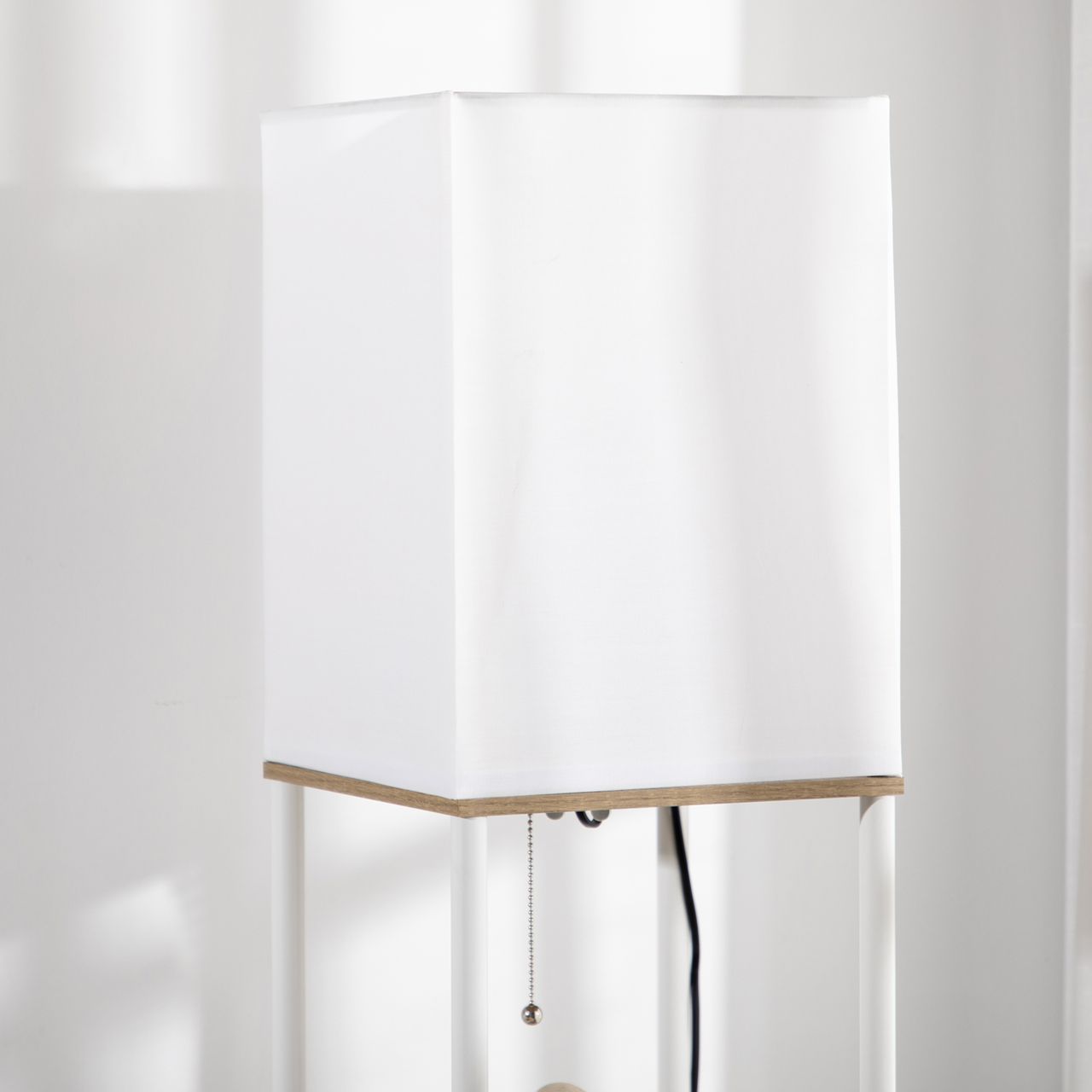 HOMCOM HOMCOM Stehlampe, Stehleuchte mit 3 Fächern, E27 Sockel, Weiß, exkl. Glühbirne