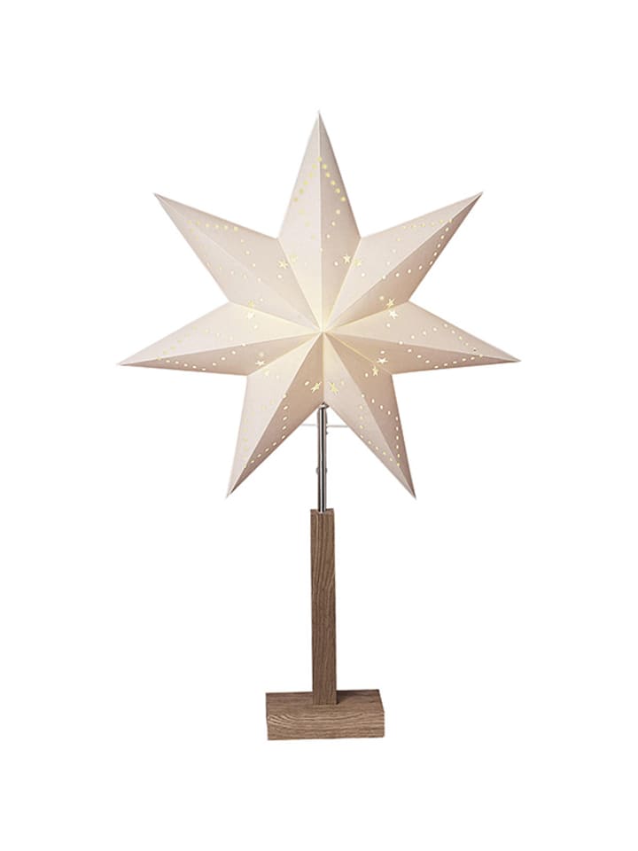STAR Trading Papierstern-Tischleuchte 'Karo', weiß, Holzfuß Eiche, 70cm günstig kaufen onesize