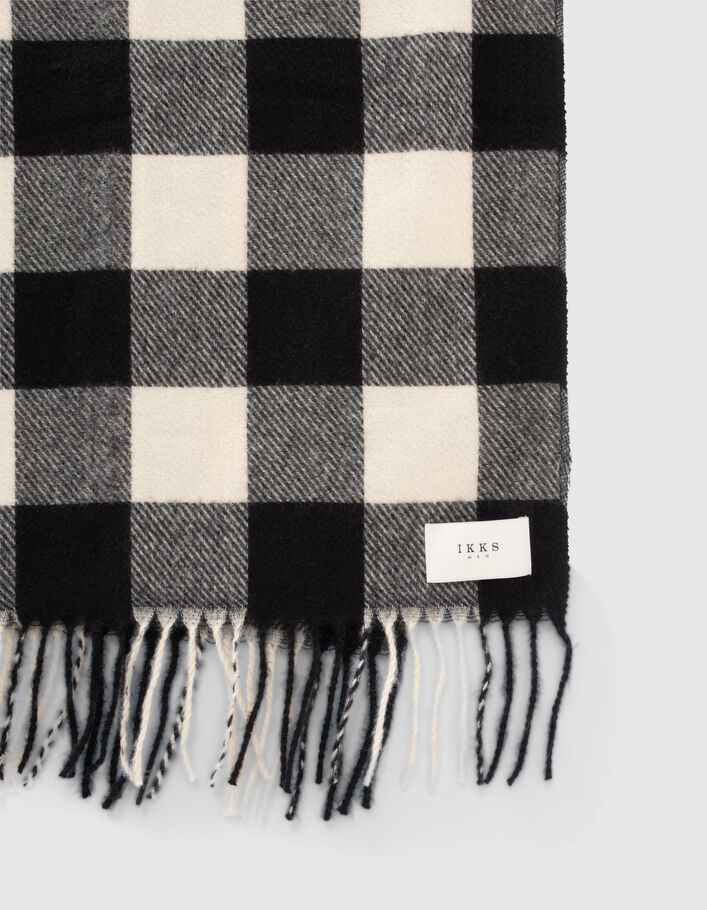 Echarpe noire à motif carreaux Homme