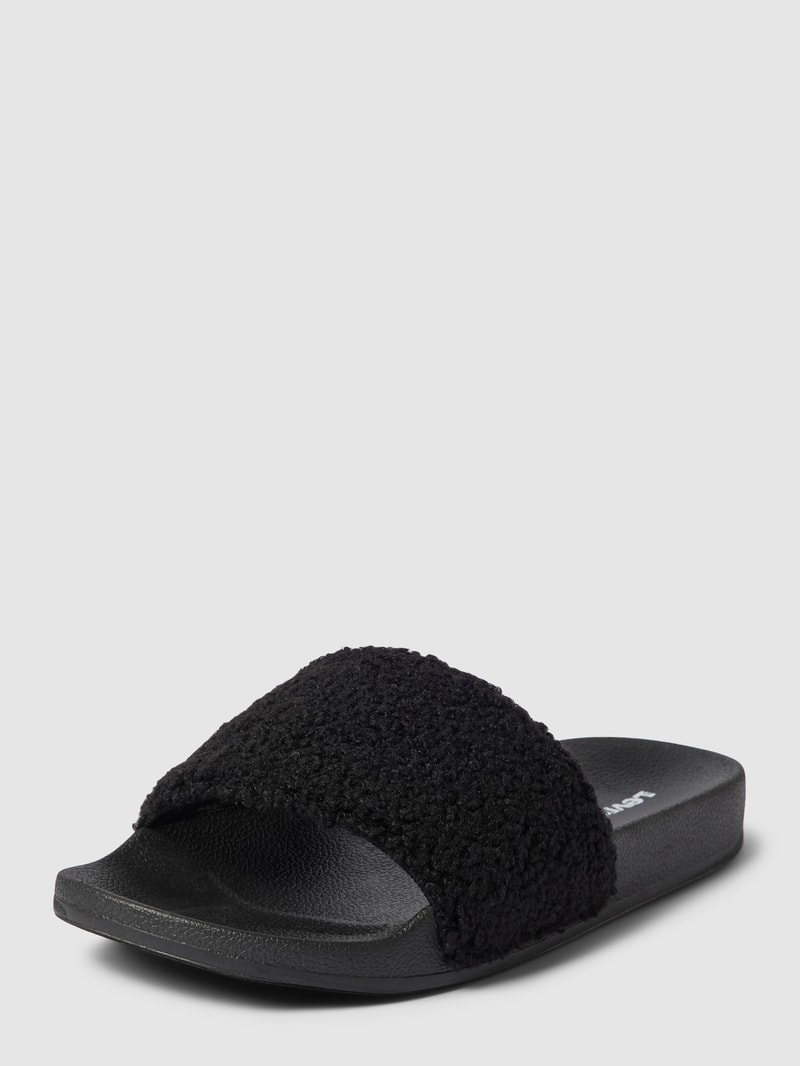 Slides mit Teddyfell Modell 'SHERPA' in schwarz