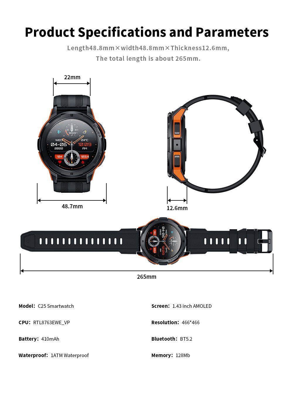 Tisoutec Smartwatch Damen Herren, Fitness Tracker Uhr mit Anruffunktion, Smartwatch (Smartwatch (Fitnessuhr mit Telefonfunktion 1,43