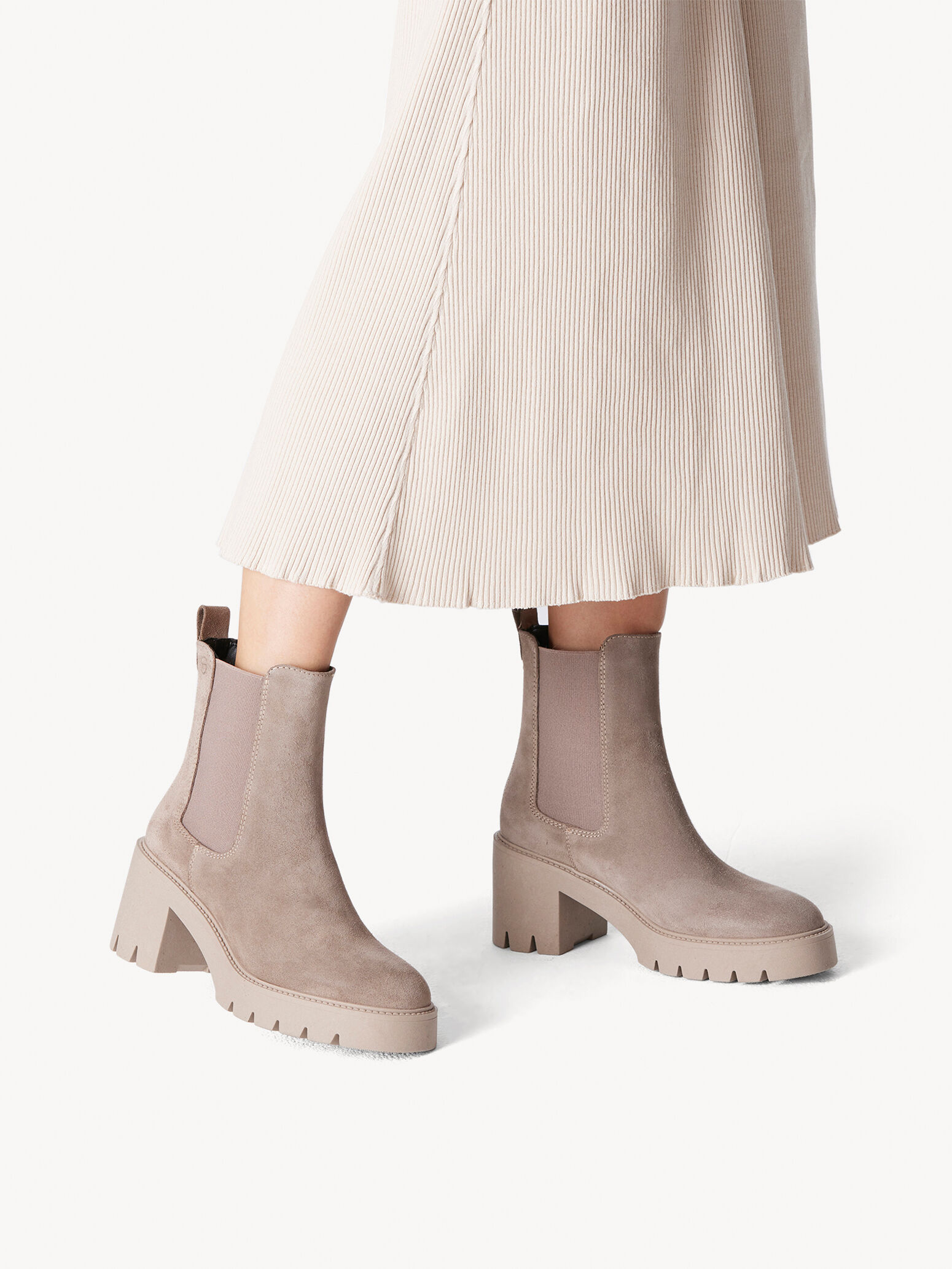 Bottine Chelsea en cuir - beige