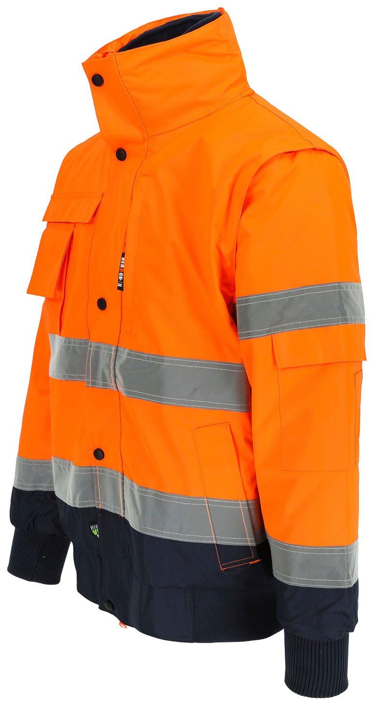 Herock Arbeitsjacke Tarvos HIGH VIZ Mit herausehmbarem Fleece-Bodywarmer und abnehmbaren Ärmeln und Kapuze