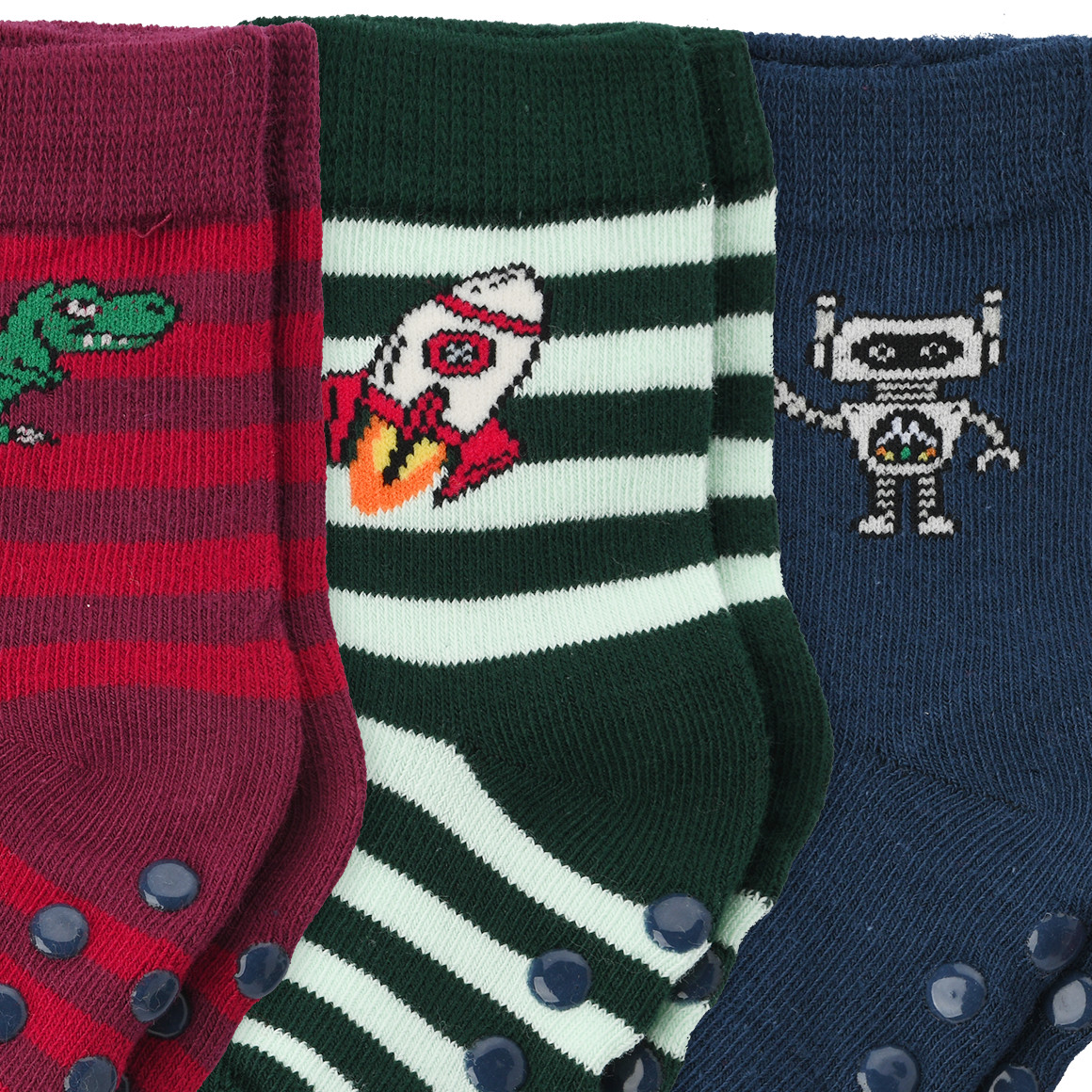 3 Paar Baby Stoppersocken mit Bio-Baumwolle