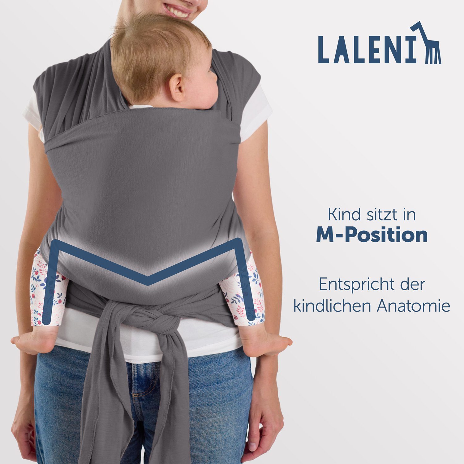 Laleni Tragetuch Babytragetuch für Neugeborene - 100% weiche Bio-Baumwolle, elastisch bis 16kg