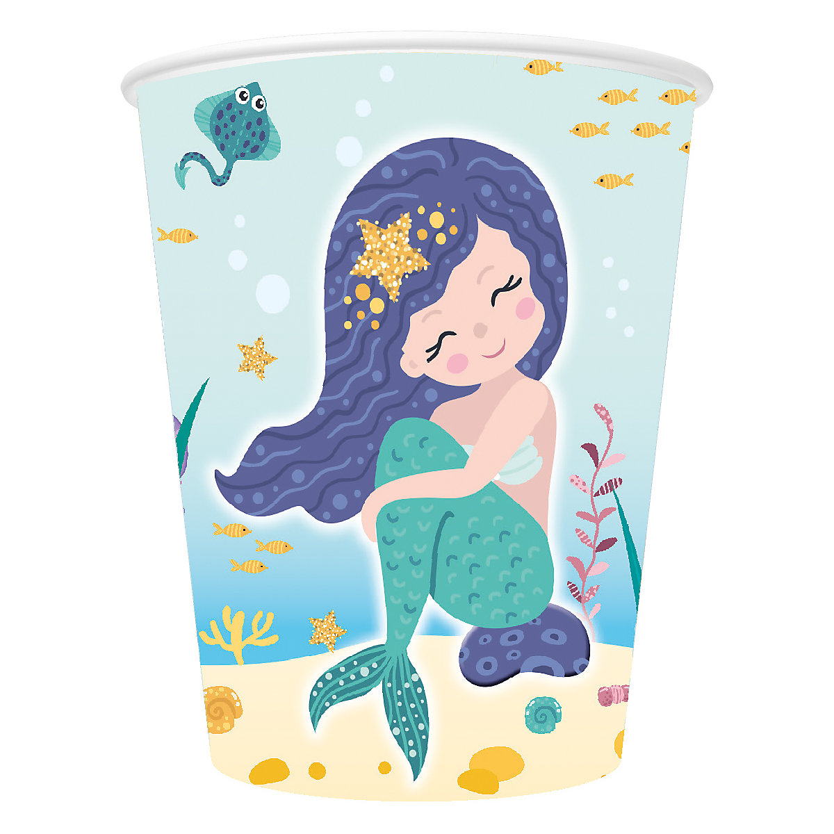 Papp-Partybecher/Trinkbecher Kleine Meerjungfrau, 250 ml, 8 Stück