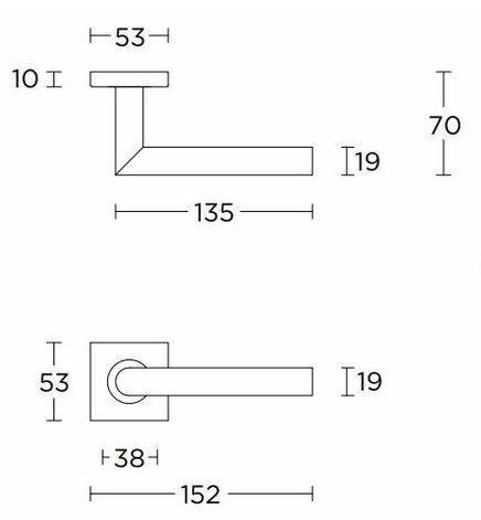 Formani 1501D242IGXX0BS BASICS LB2-19BSQR53G fjederdørgreb med firkantet roset PVD Gumetal