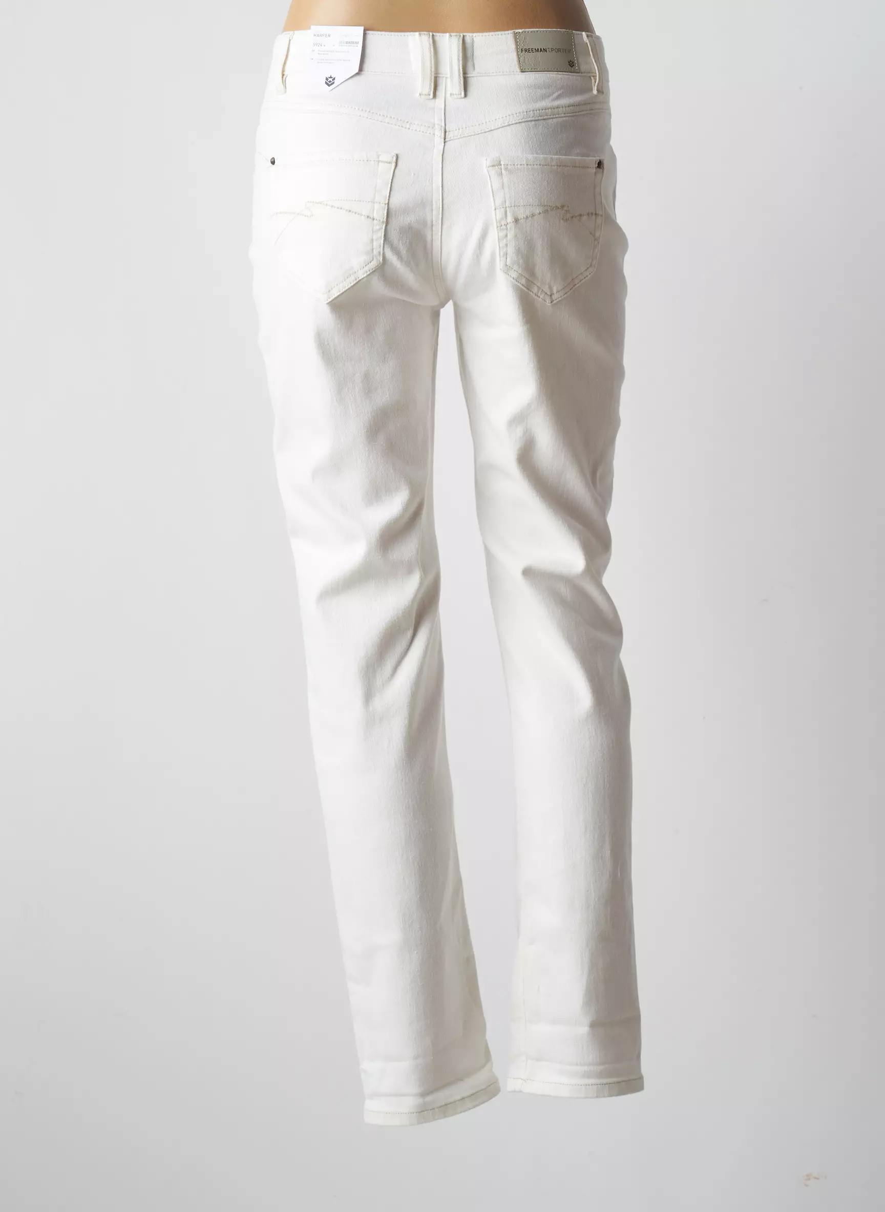 Freeman T Porter Jeans Coupe Droite Femme couleur blanc