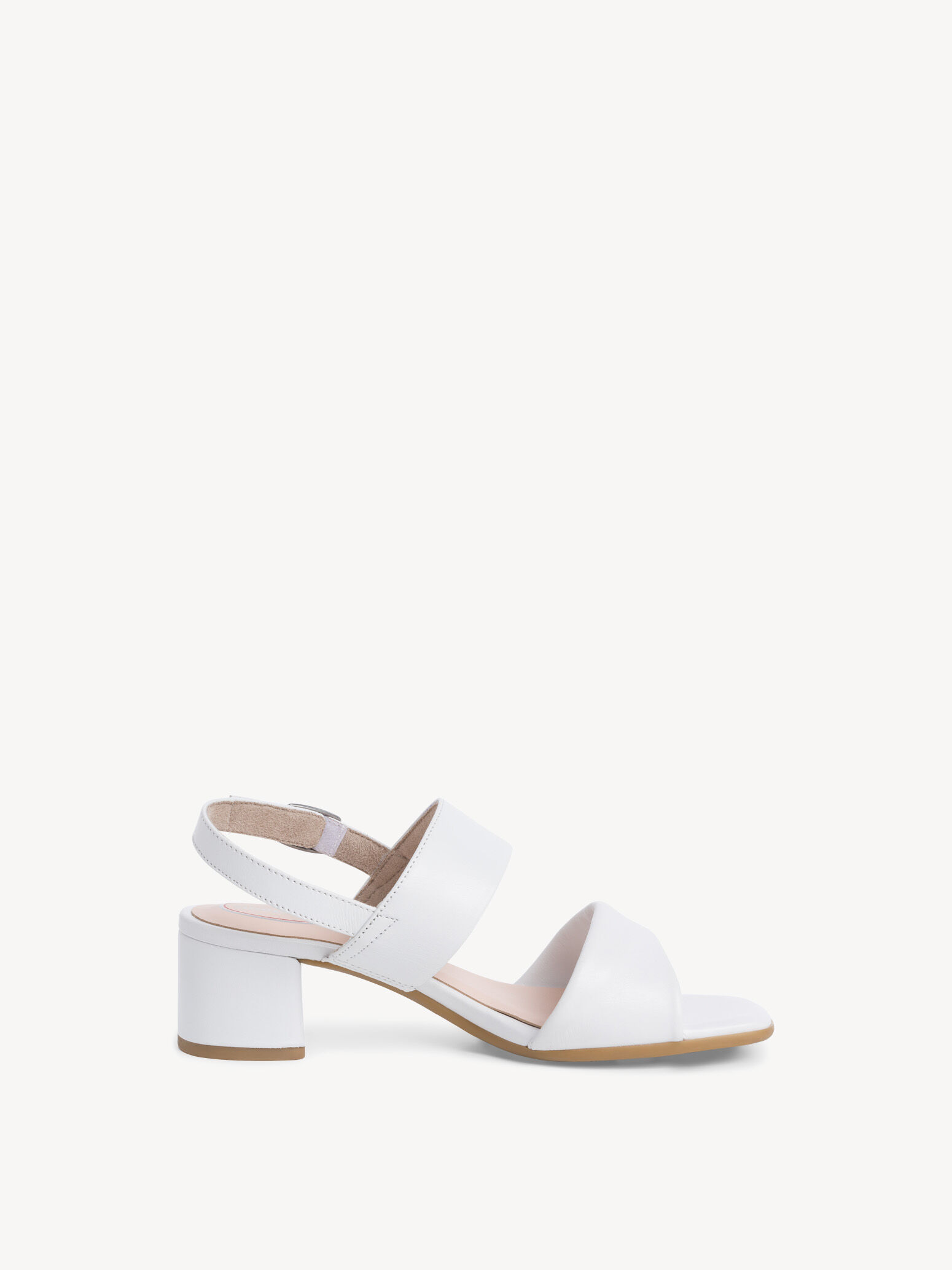 Sandale à talon en cuir - blanc