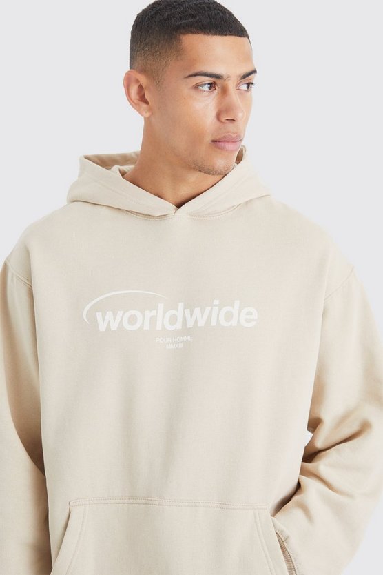 Oversize Hoodie mit Worldwide-Print