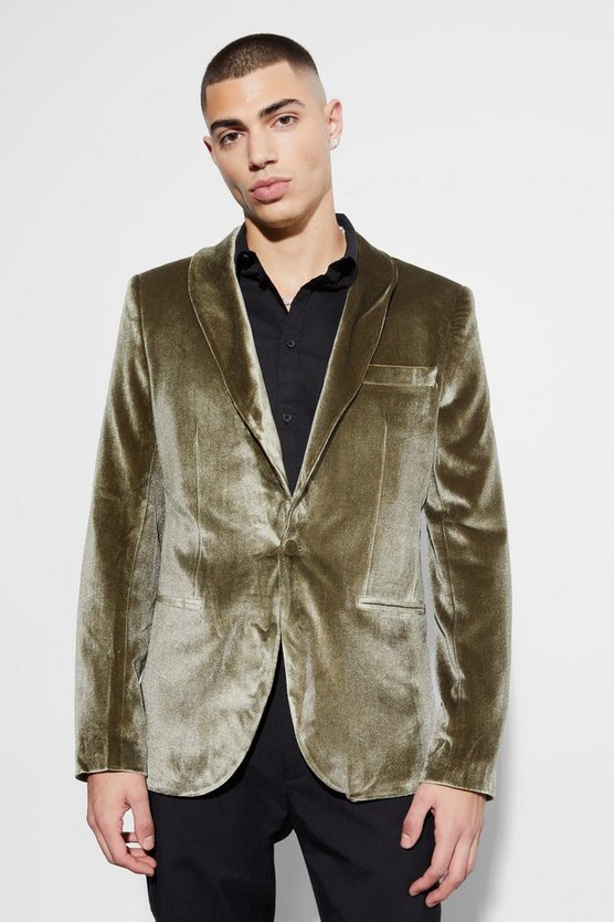 Samt-Blazer mit Schal-Kragen