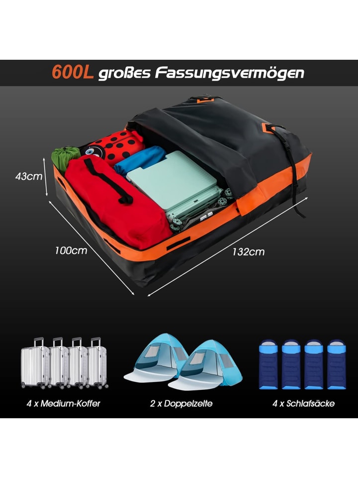 COSTWAY 50 L Dachbox für Auto in Schwarz günstig kaufen 100 cm