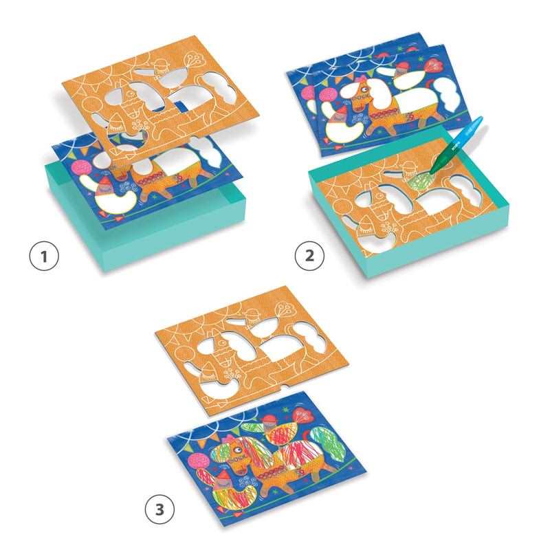 Coffret coloriages et pochoirs Color stop Funambule et balles Djeco