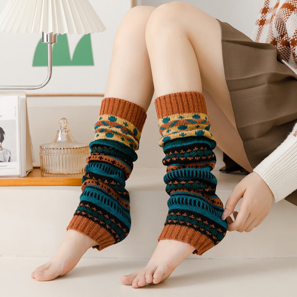 Beinstulpen Stulpen Damen Lange Winter Legwarmer (Böhmischer Stil Beinstulpen Gestrickt) Verdicken Knit Beinwärmer Overknee Strümpfe