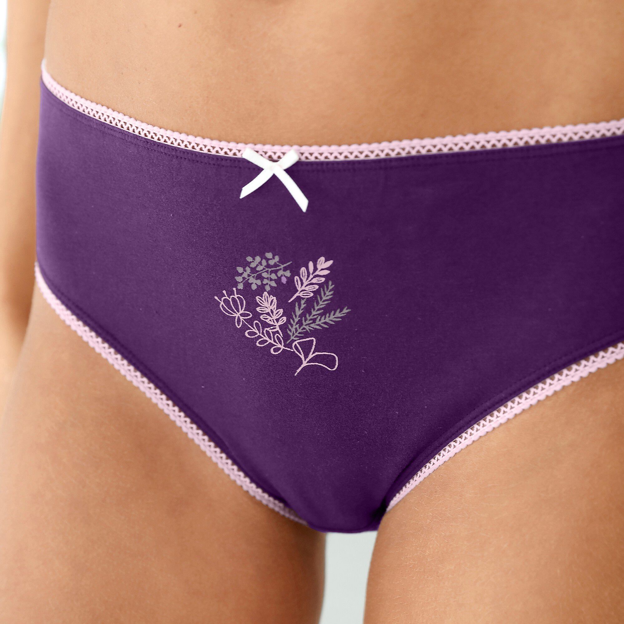 Culotte coton forme midi imprimé motif floral assortis – Lot de 4
