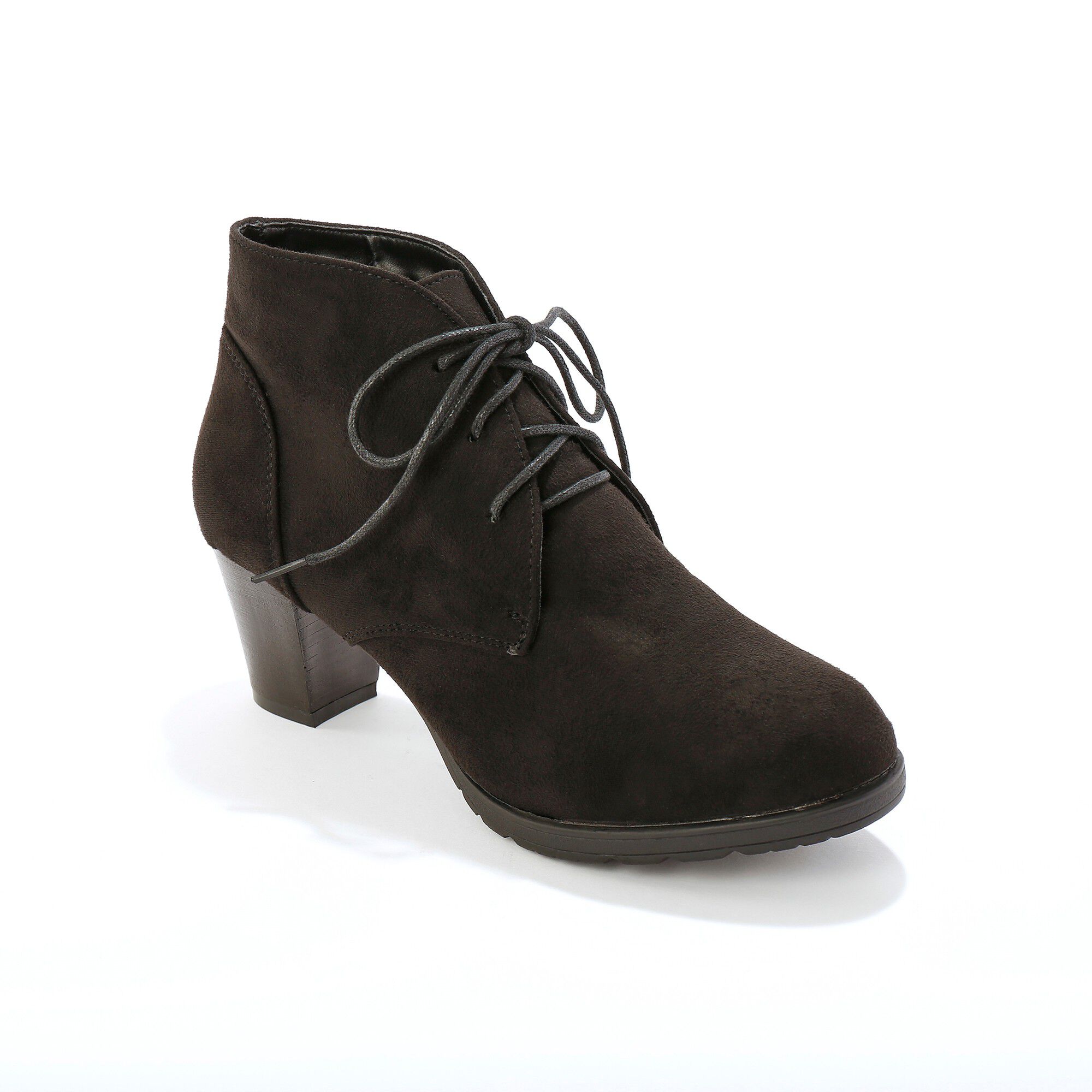 Low-boots à talon effet bois