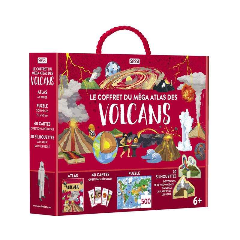 Le coffret du méga atlas des volcans avec puzzle 500 pièces Sassi
