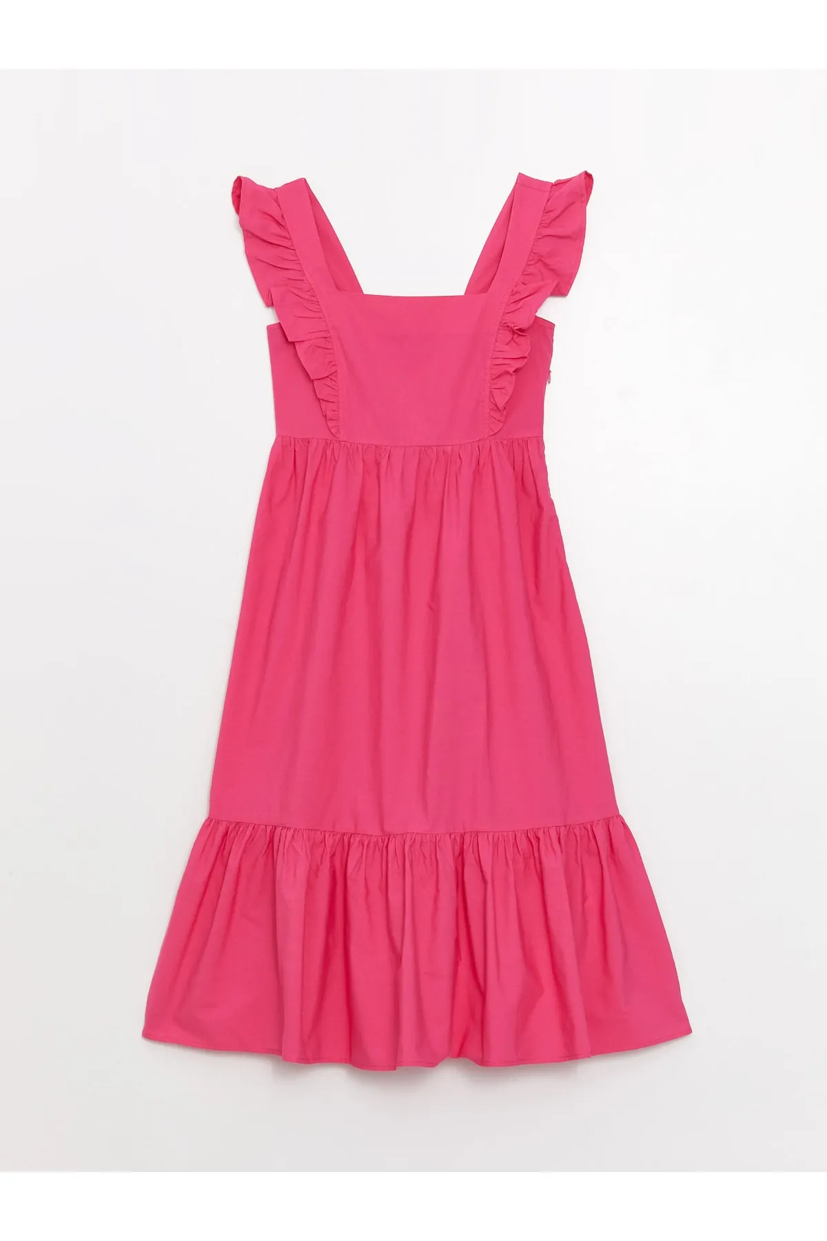 LC Waikiki  Damenkleid aus einfarbigem Popeline mit quadratischem Kragen
