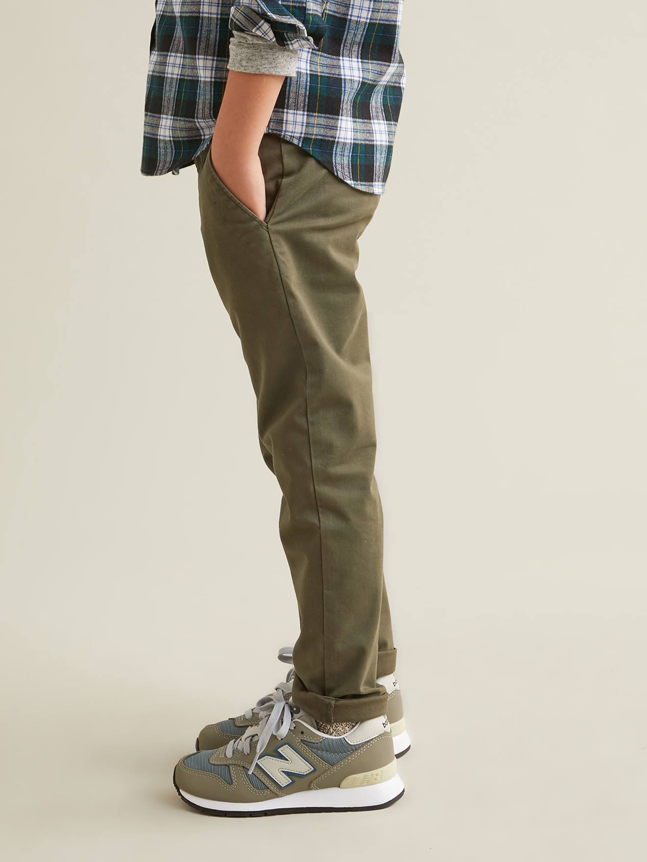 Pantalon chino garçon CYRILLUS kaki