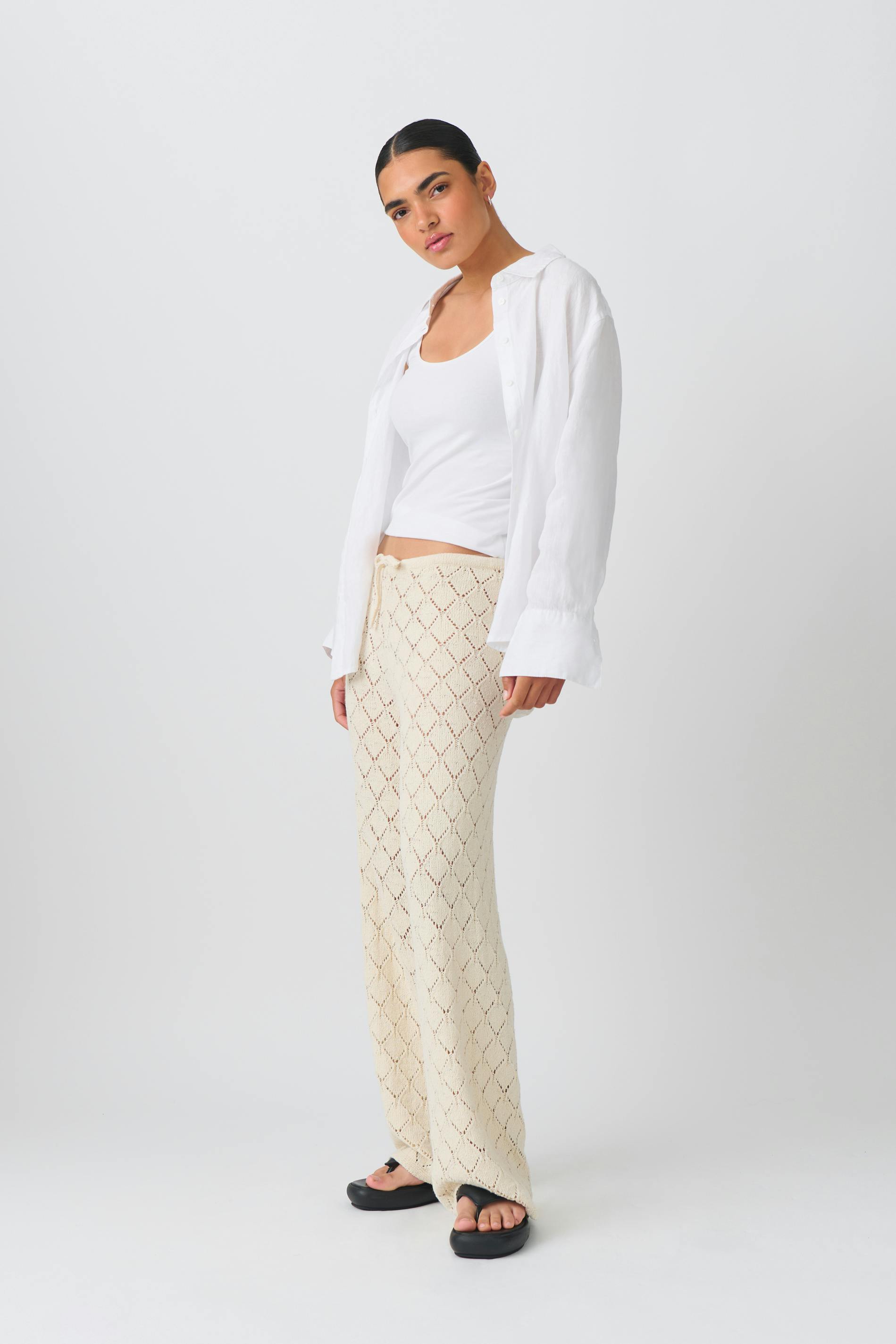 Knitted crochet trousers