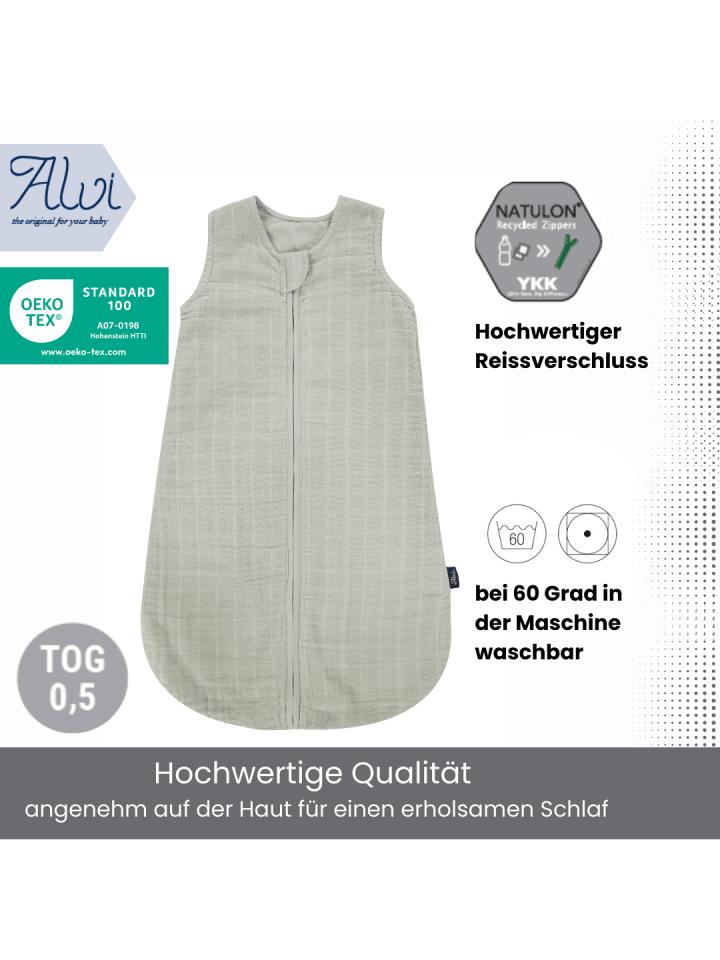 Kinderhaus Blaubär Alvi Mull-Schlafsack TOP in Uni Grün günstig kaufen