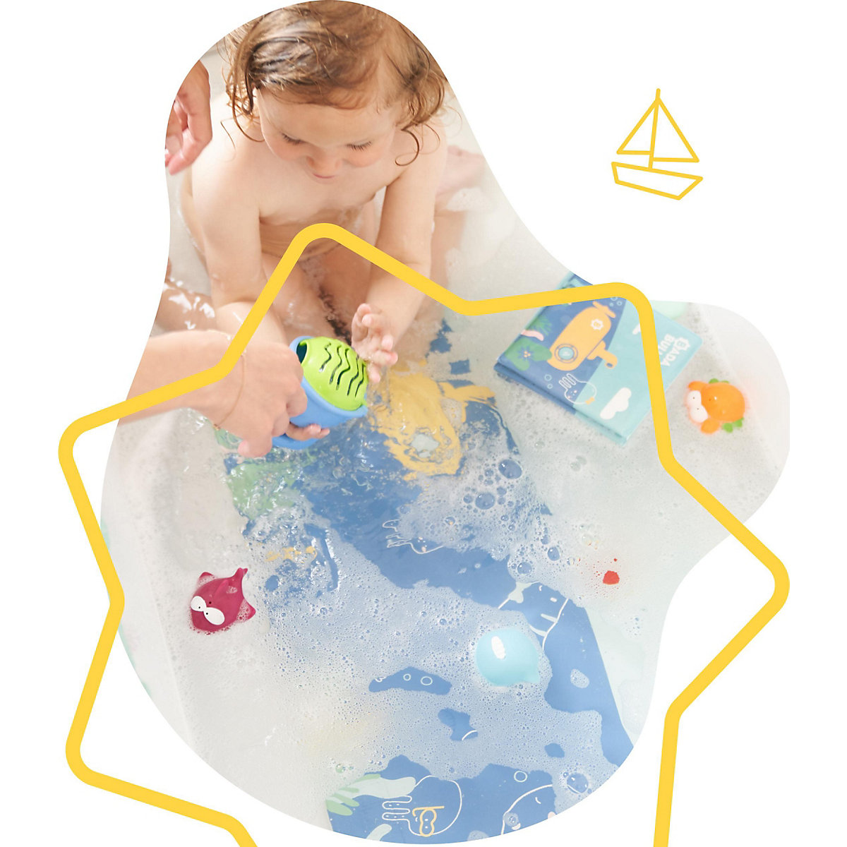 Badematte mit Thermometer Meerestiere