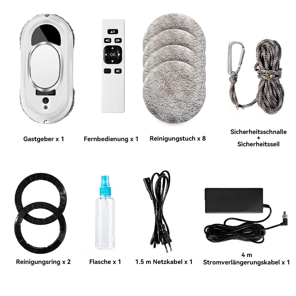 Hikeren Fensterputzroboter 80W Fenstersauger,2800Pa,Fensterputzer,Mit USV-Stromausfallschutz