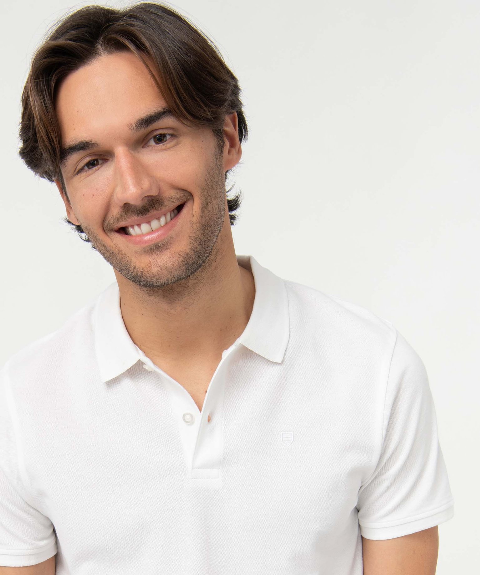 Polo homme à manches courtes en maille piquée blanc | GEMO