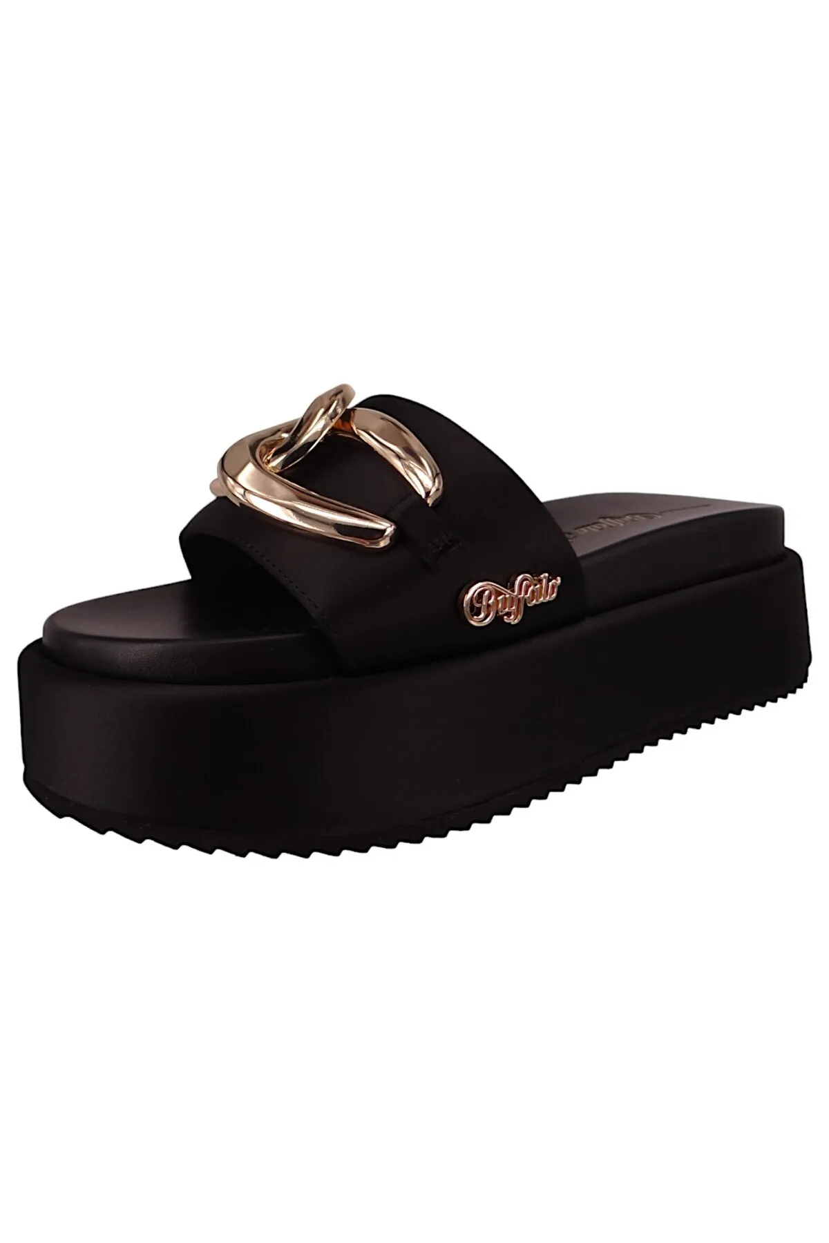 Buffalo  Damen Sandalen Noa Slide Chain 1602234 Schwarz Black Textil