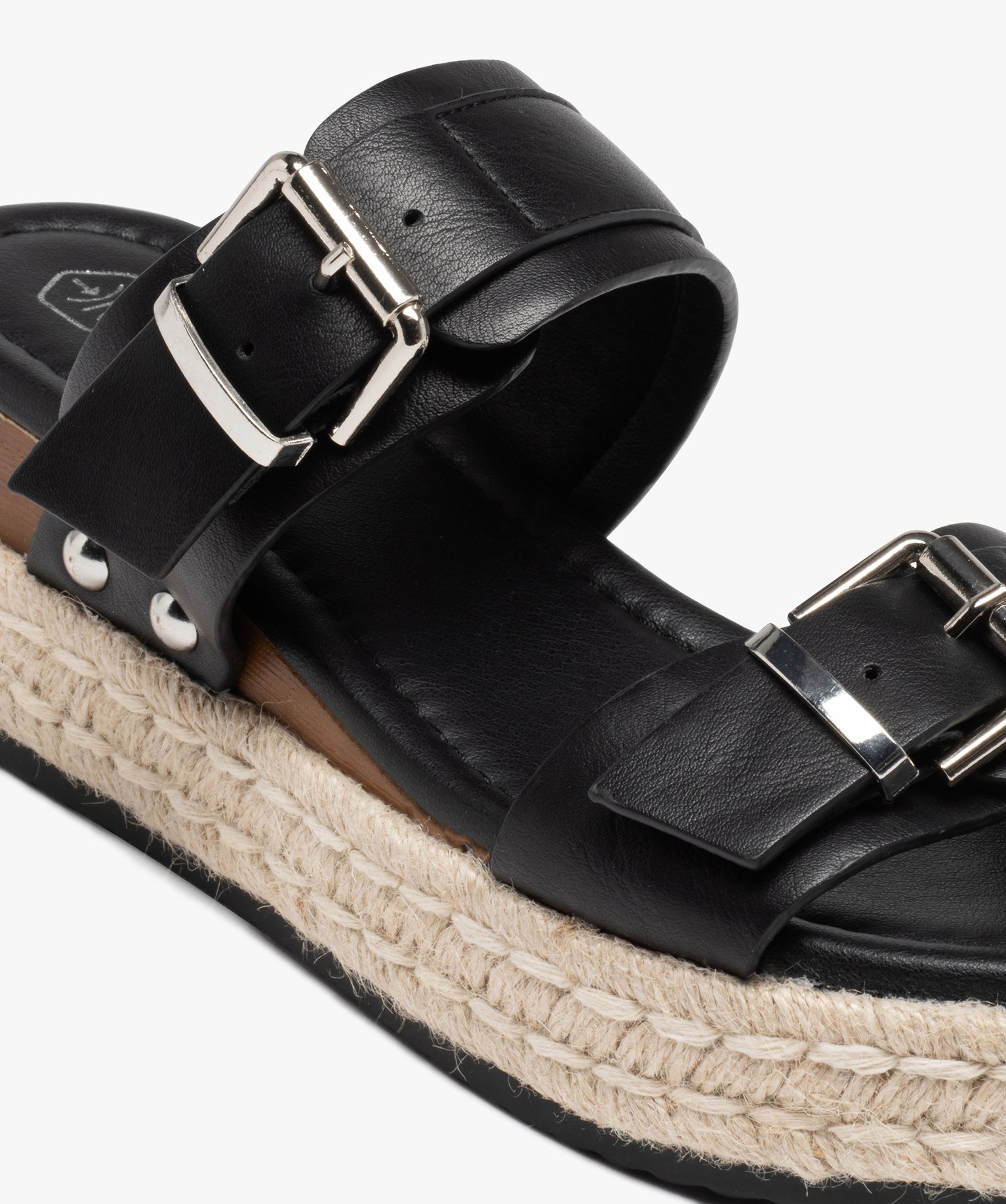 Mules femme compensées à semelle en corde noir | GEMO