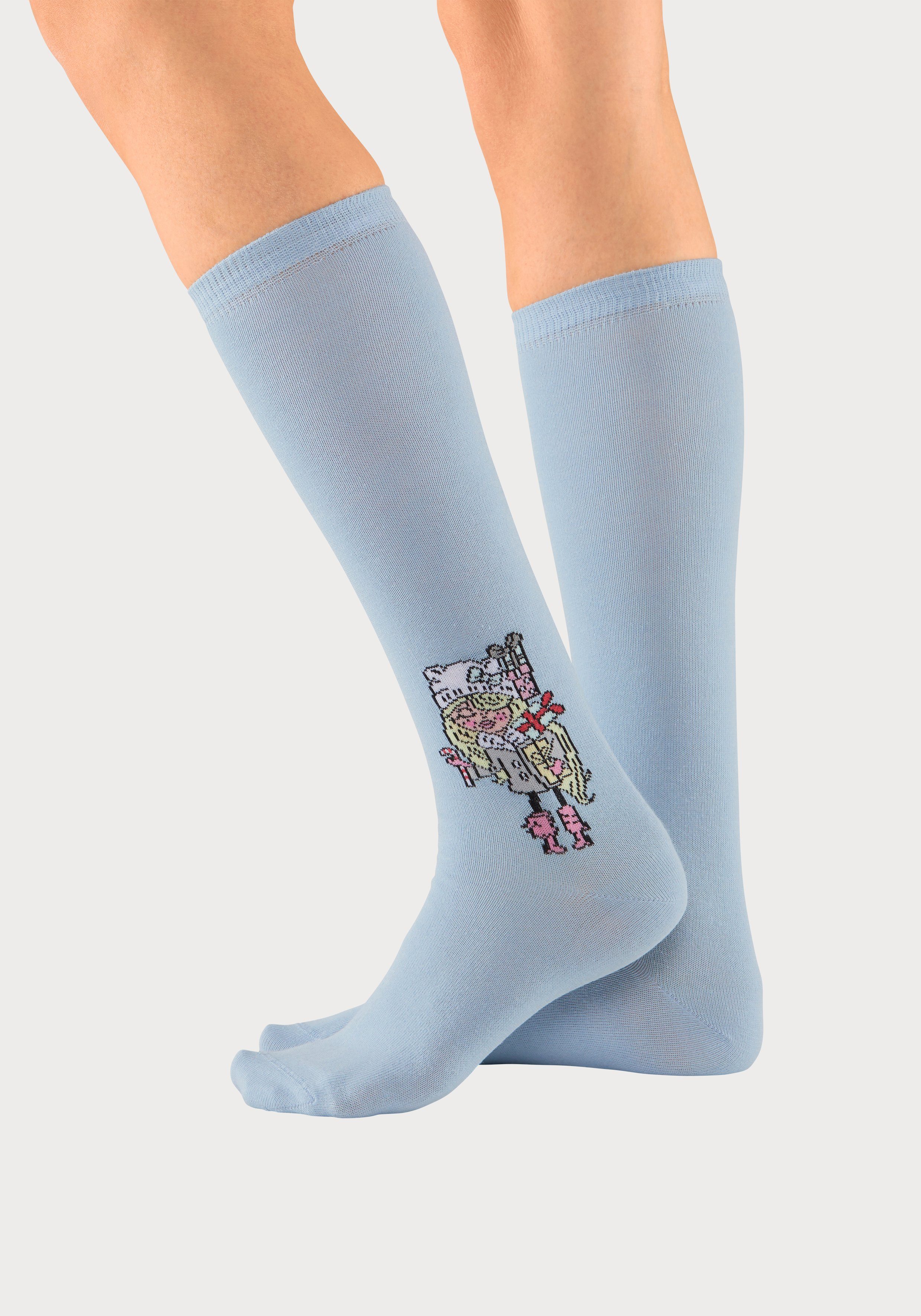 H.I.S Kniestrümpfe (5-Paar) mit eingestricktem Motiv