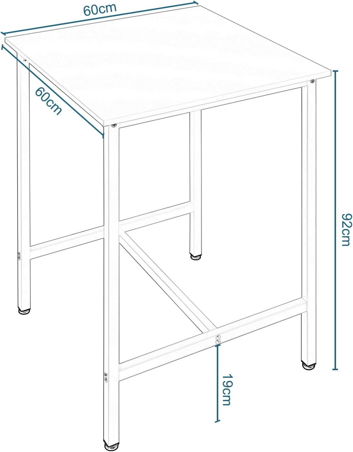 EUGAD Bartisch (1-St), Stehtisch quadratisch, Industrial, 60x60x92 cm