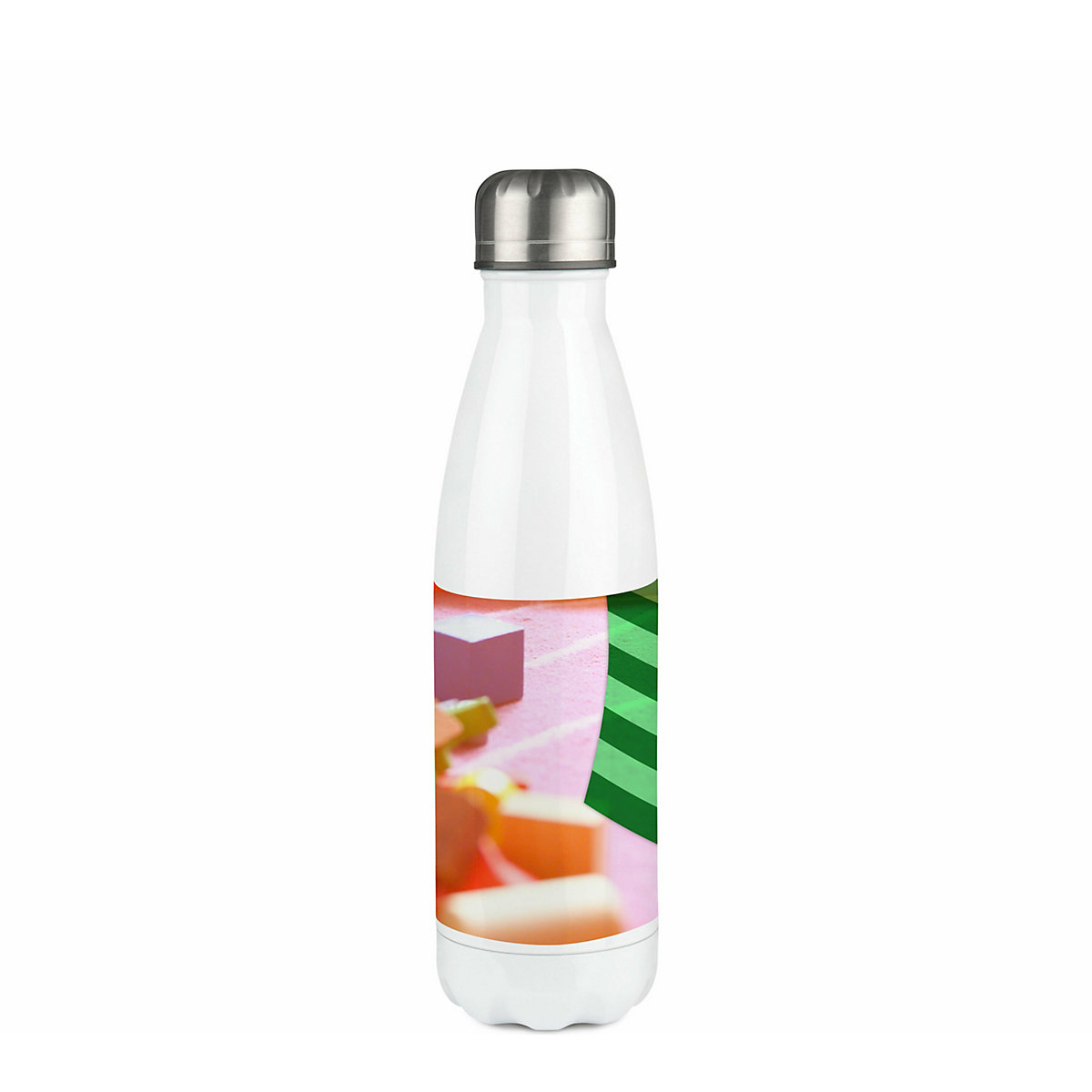 Edelstahl Kinder Thermoflasche / Trinkflasche bunt Monster Streifen Farbe grün Spülmaschinenfest, Auslaufsicher, Bruchfest, Doppelwandig, Für Heißgetränke geeignet, Mit Deckel, Isoliert
