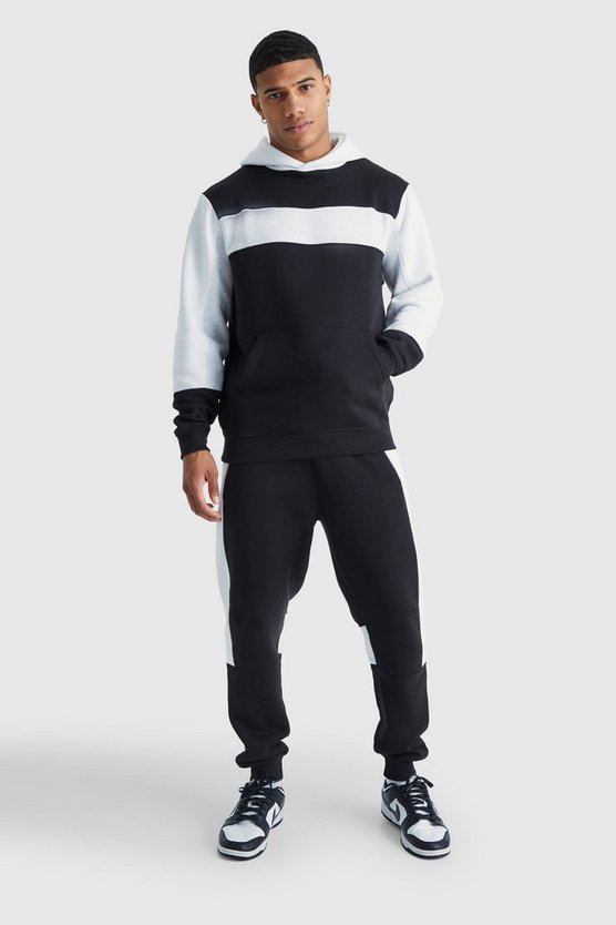 Colorblock Trainingsanzug mit Kapuze