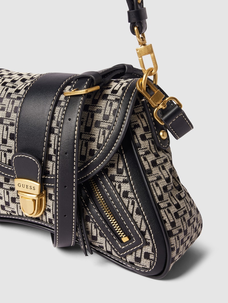 Shoulder Bag mit Allover-Muster Modell 'BELLE' in schwarz