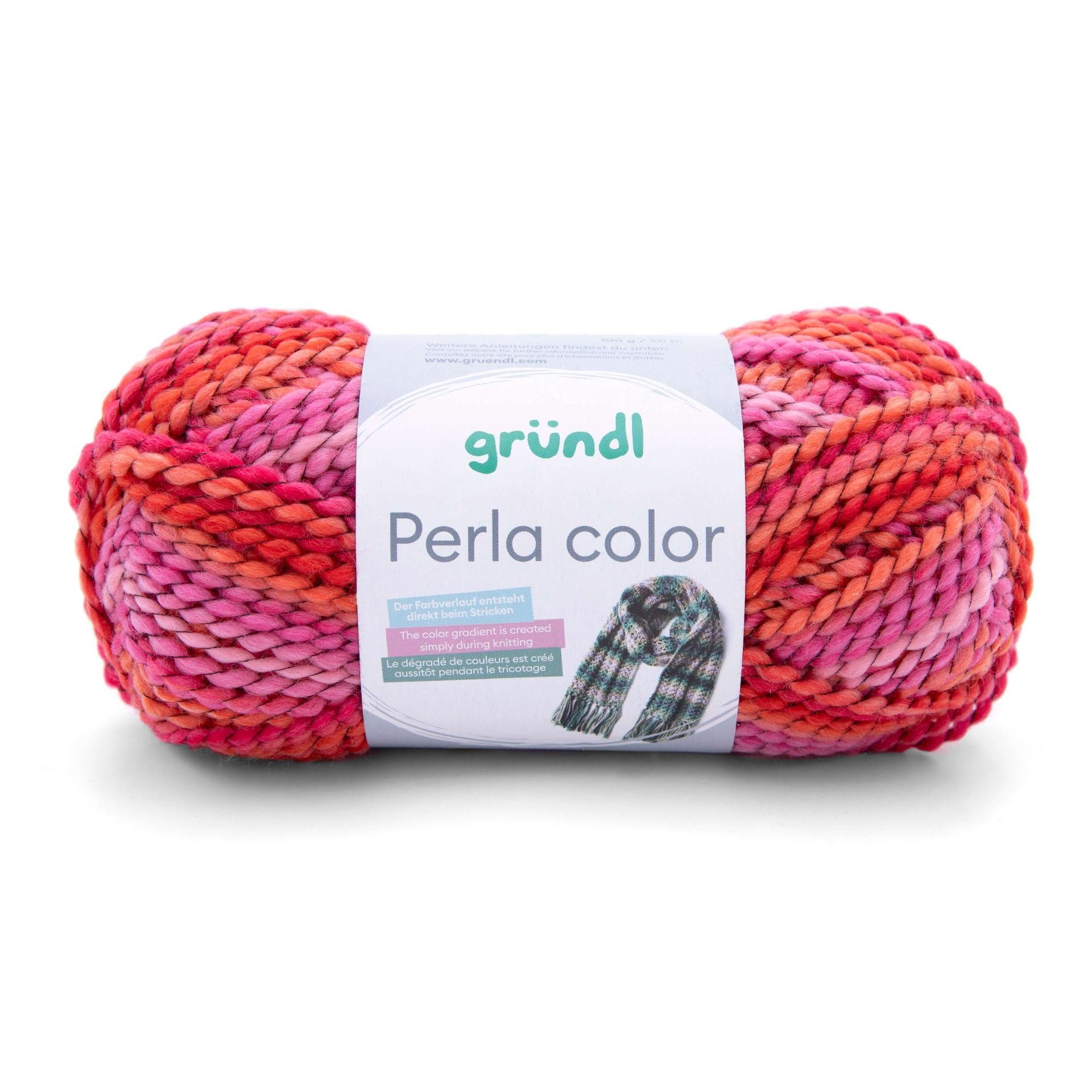 Gründl Wolle Perla Color Farbverlaufswolle zum Stricken und Häkeln Häkelwolle, 90,00 m (100g Strickgarn mit Farbverlauf, warm, weich und pflegeleicht), ohne Schurwolle