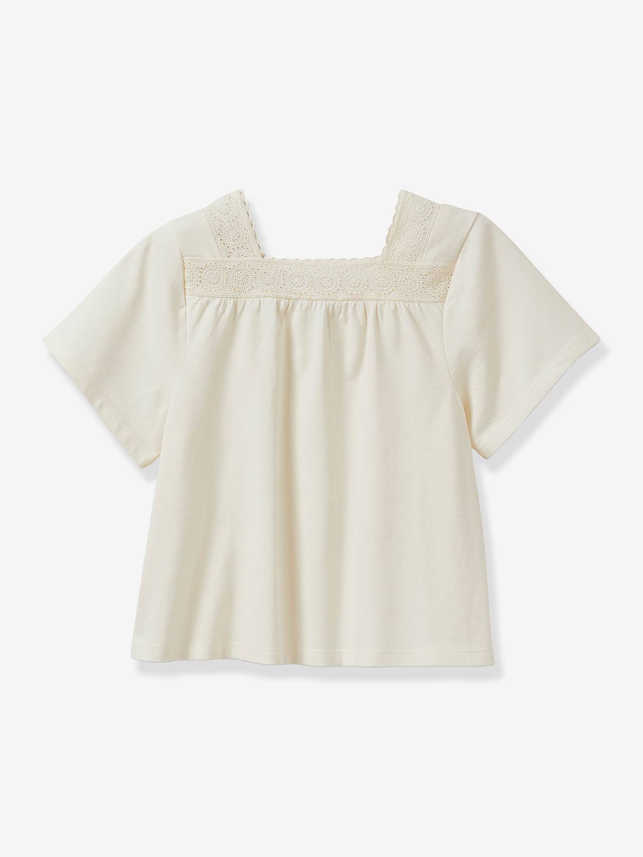 Tee-shirt brodé fille CYRILLUS coton bio curry