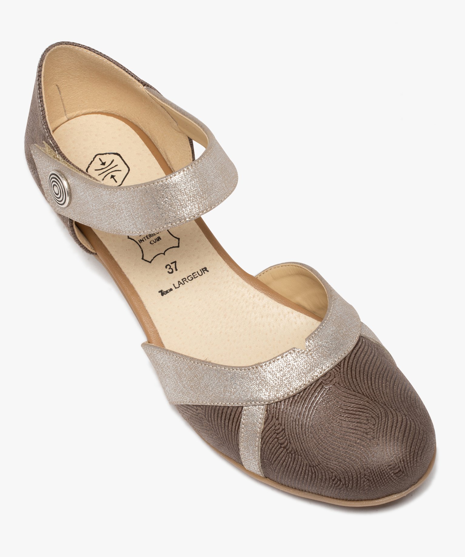 Escarpins femme confort à bride scratch détails brillants marron | GEMO