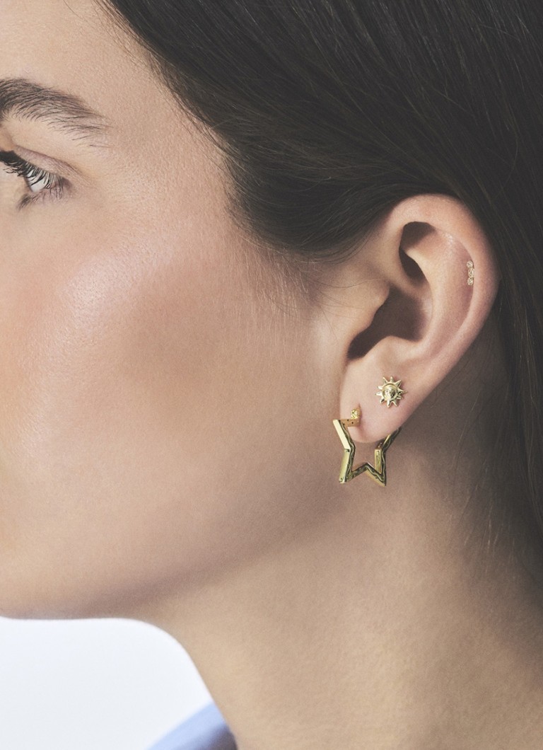 Anna + Nina Small Funky Star gold-plated hoop earrings