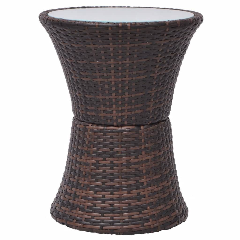 vidaXL Gartenlounge-Set 3-tlg. Bistro-Set mit Auflagen Poly Rattan Braun, (3-tlg)
